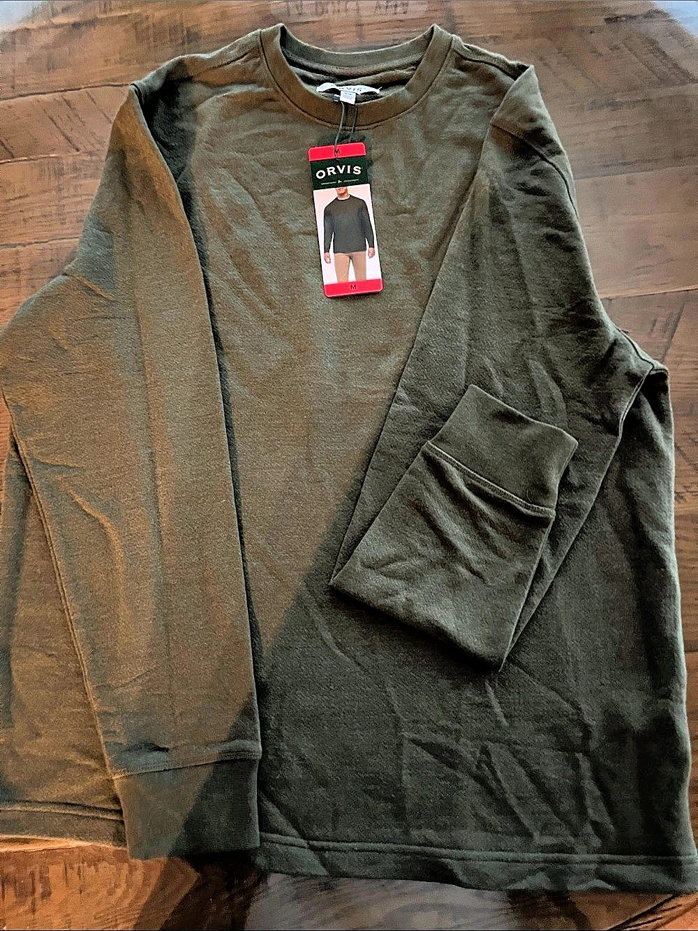 Orvis Men's Long Sleeve Crew Long Sleeve Shirt in Green Size Medium NWT